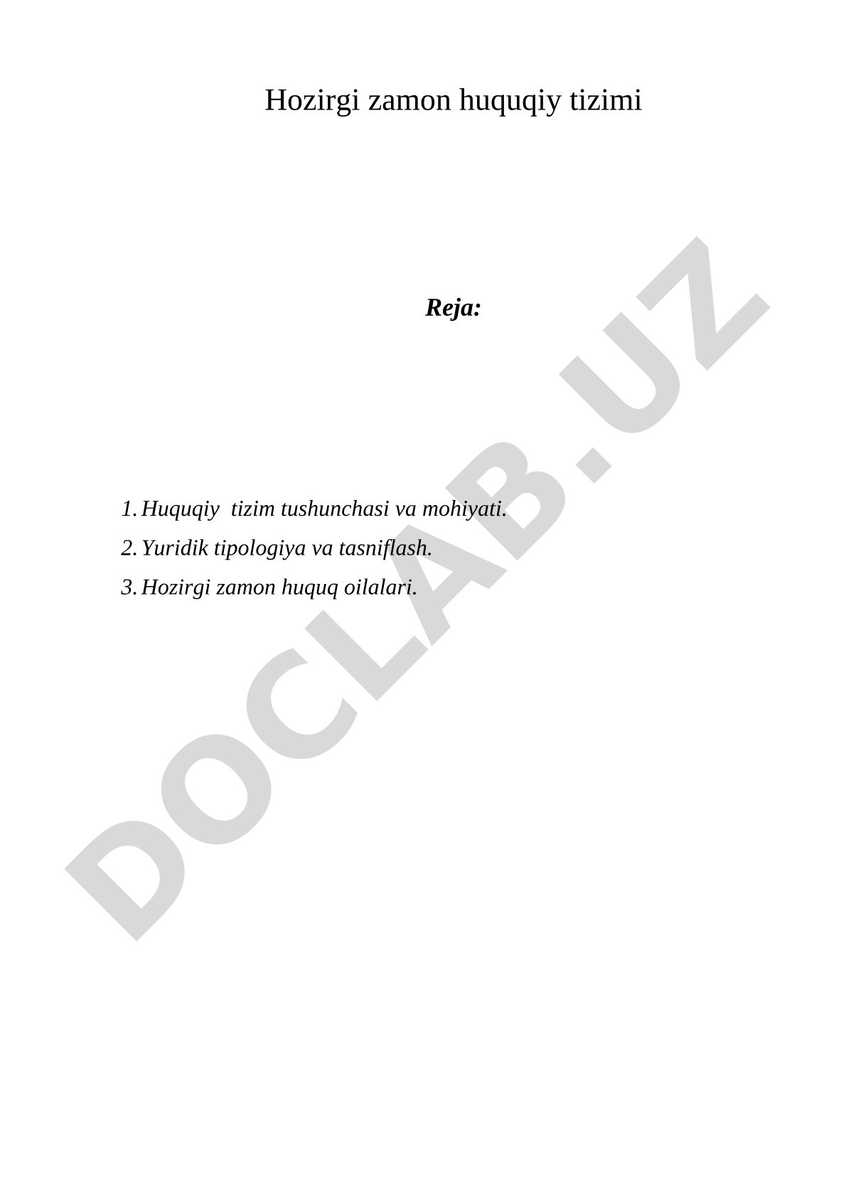 Hozirgi zamon huquqiy tizimi