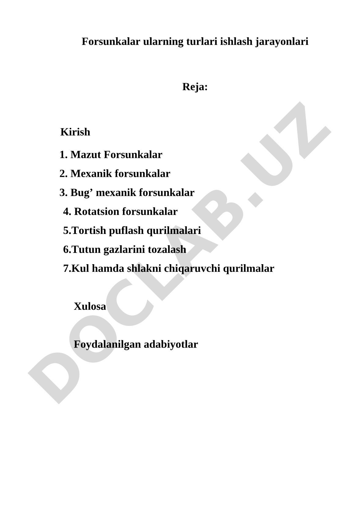 Forsunkalar ularning turlari ishlash jarayonlari