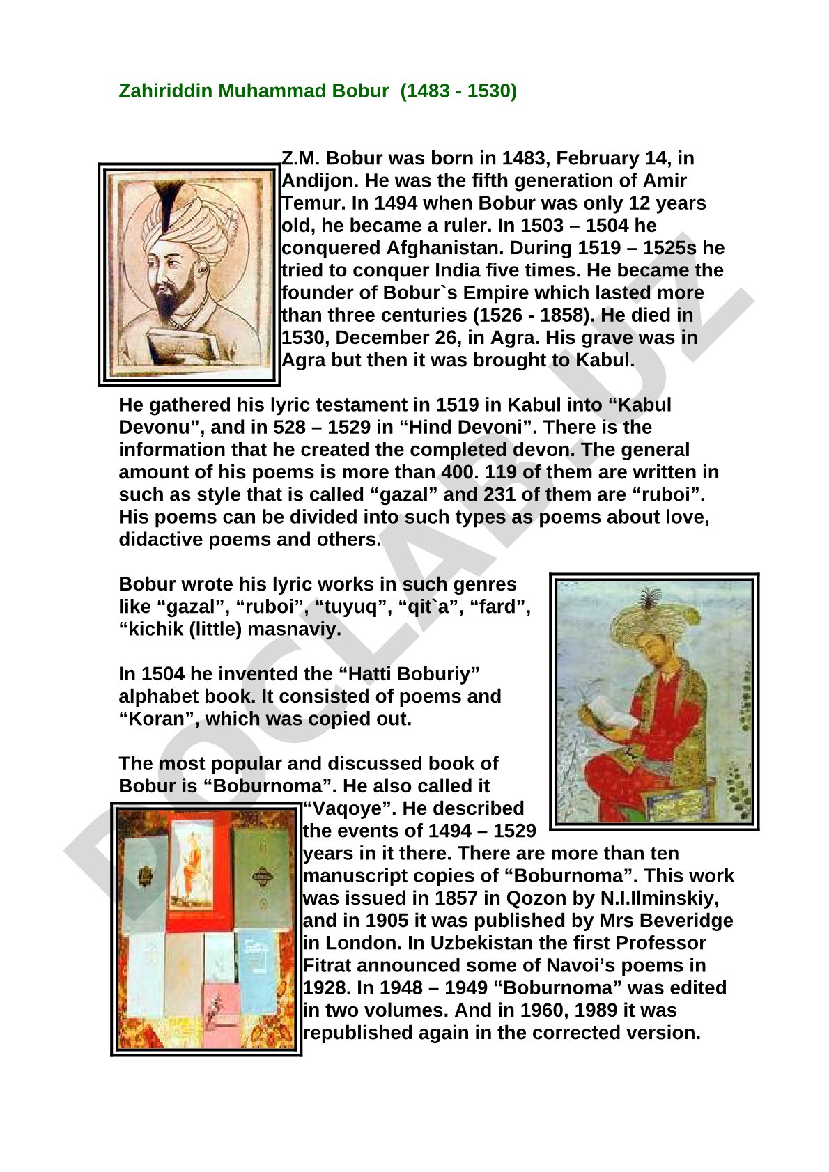 Zahiriddin Muhammad Bobur (1483-1530)