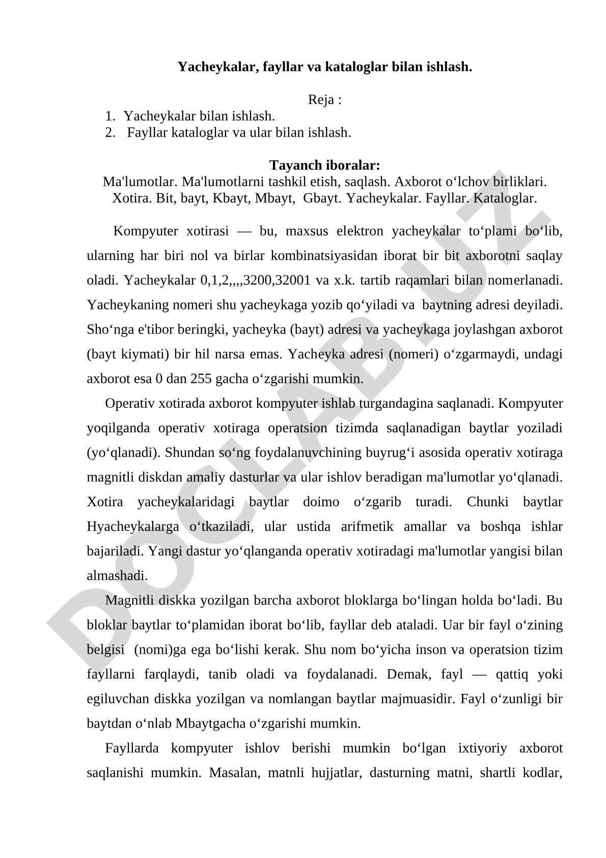 Yacheykalar, fayllar va kataloglar bilan ishlash