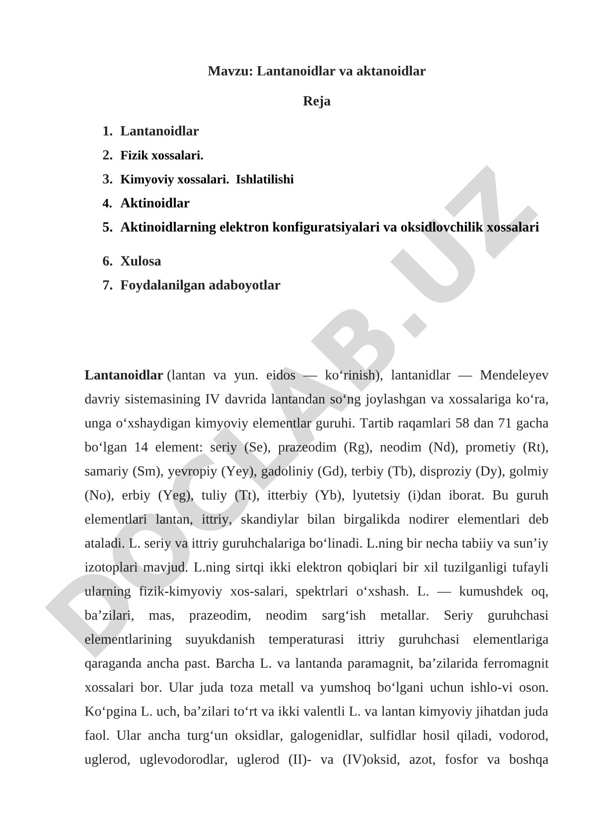 Lantanoidlar va aktanoidlar