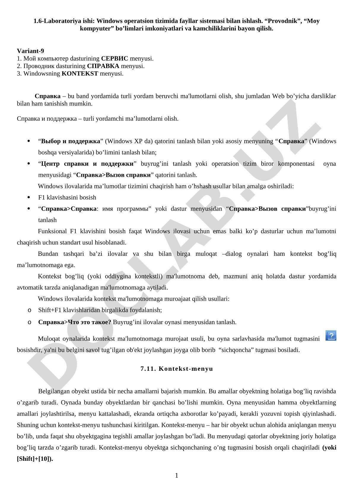 Windows operatsion tizimida fayllar sistemasi bilan ishlash