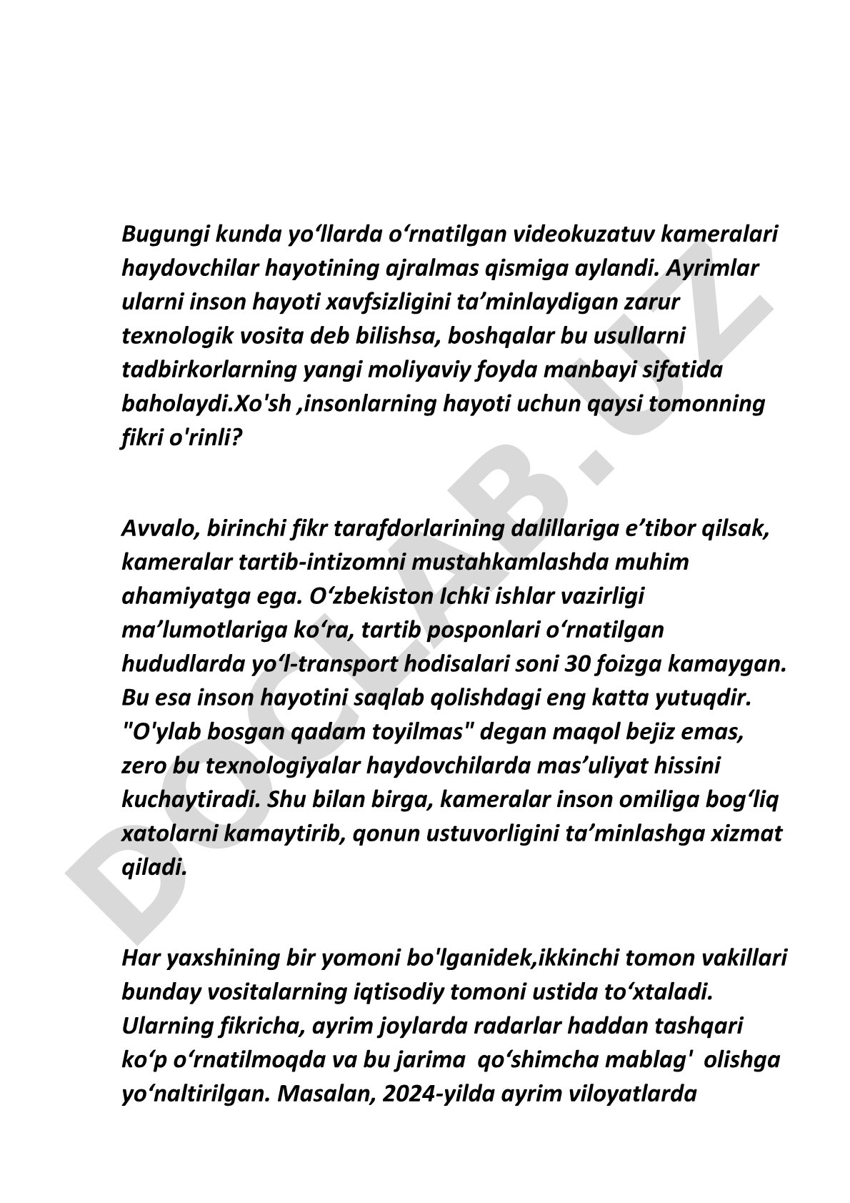 Yo'llardagi videokuzatuv kameralarining ahamiyati va bahslari