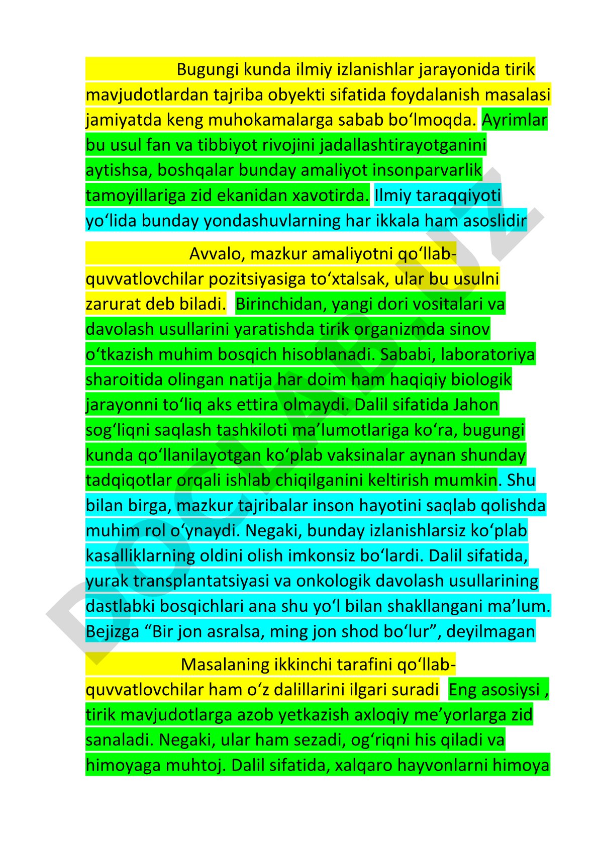 Tirik mavjudotlardan ilmiy tajribalarda foydalanish masalasi