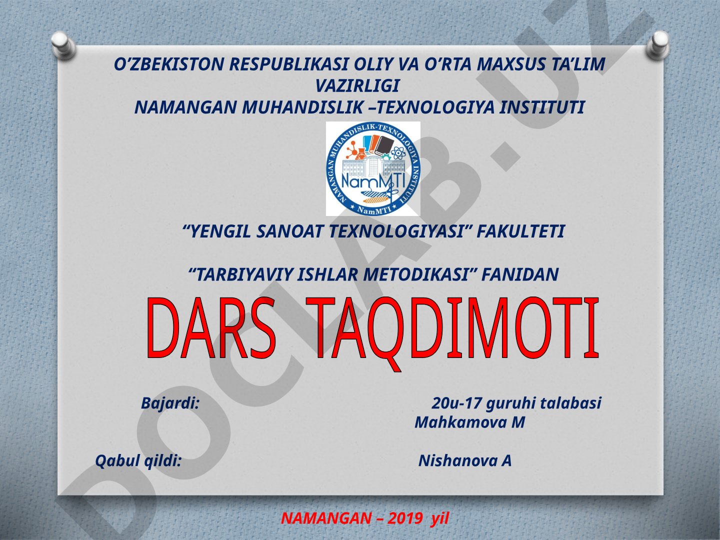 O'zbekistonda ta'lim sohasidagi islohotlar va barkamol insonni ma'naviy tarbiyalash masalalari