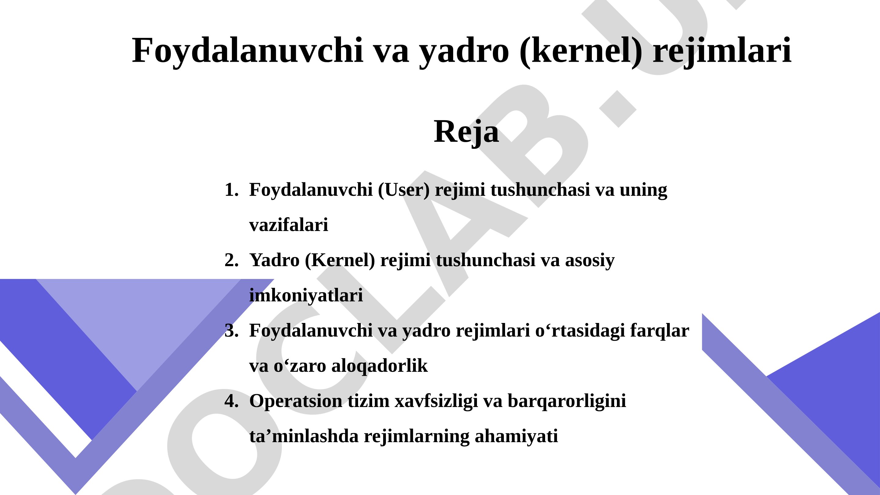 Foydalanuvchi va yadro rejimlari
