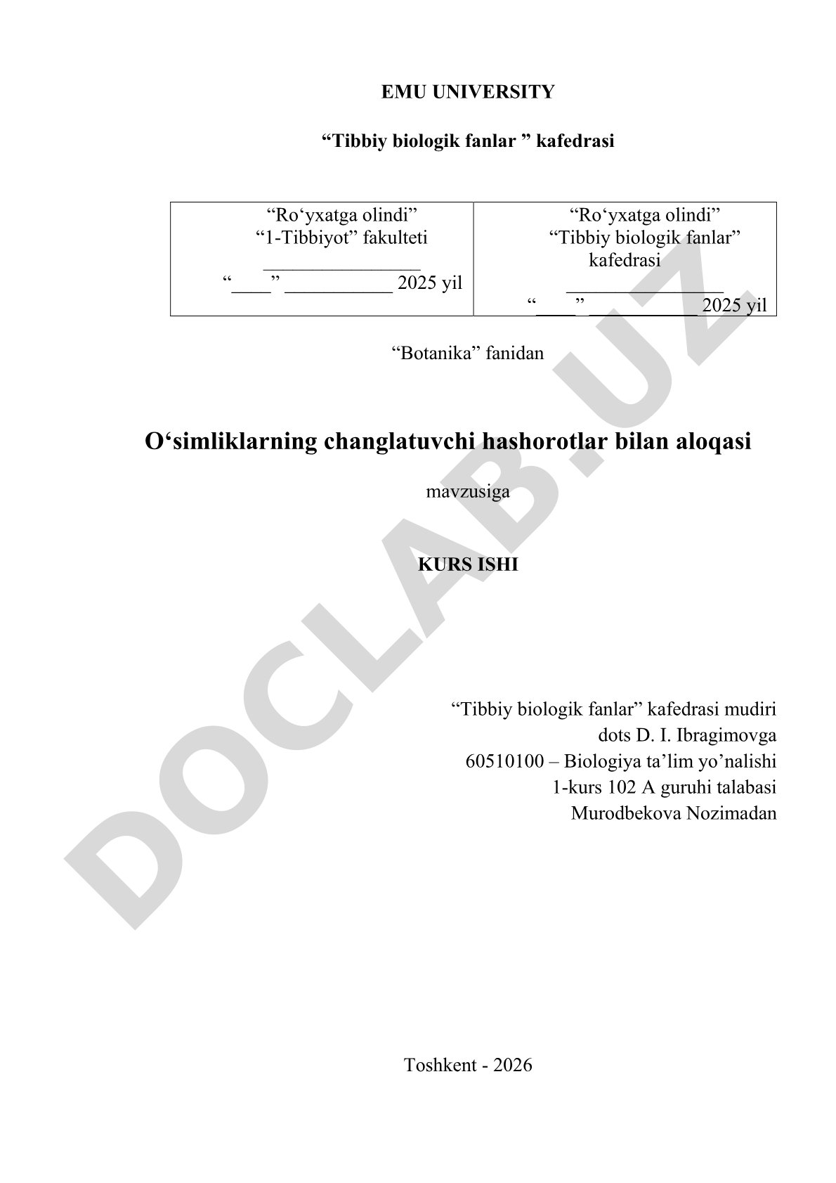 O'simliklarning changlatuvchi hashorotlar bilan aloqasi