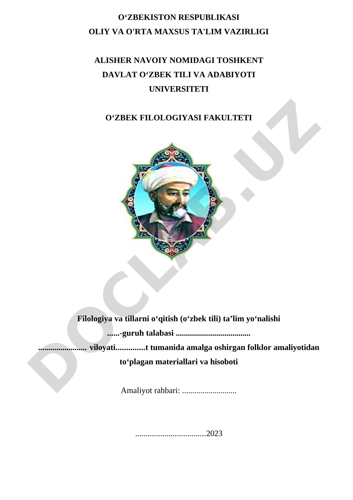 Folklor amaliyoti materiallari va hisoboti