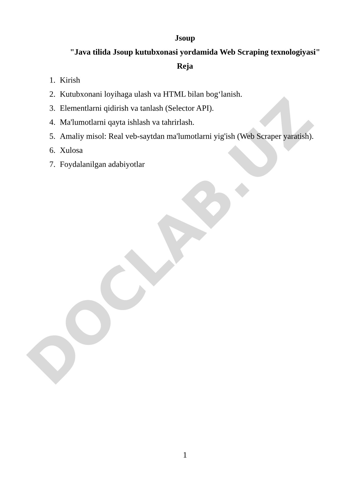 Jsoup Java tilida Web Scraping texnologiyasi