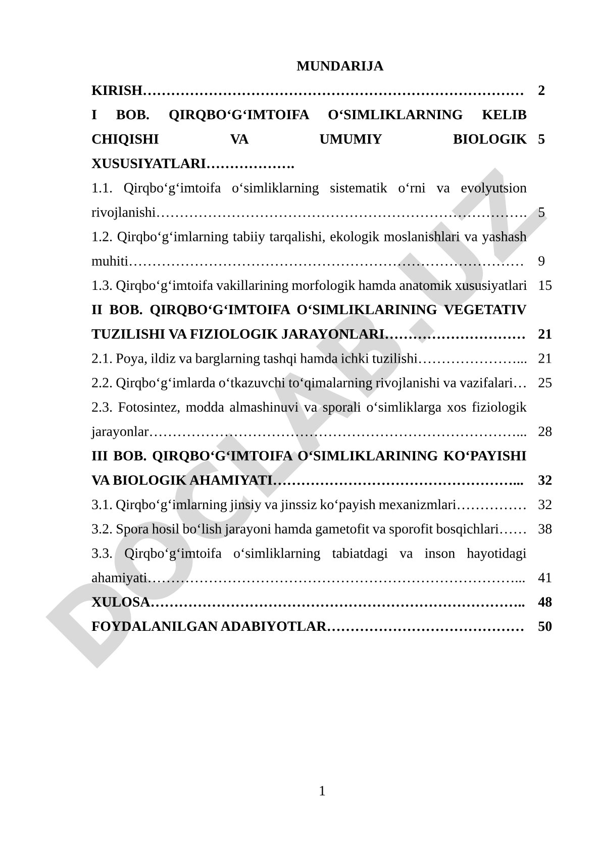 Qirqbo‘g‘imtoifa o‘simliklarning biologik xususiyatlari