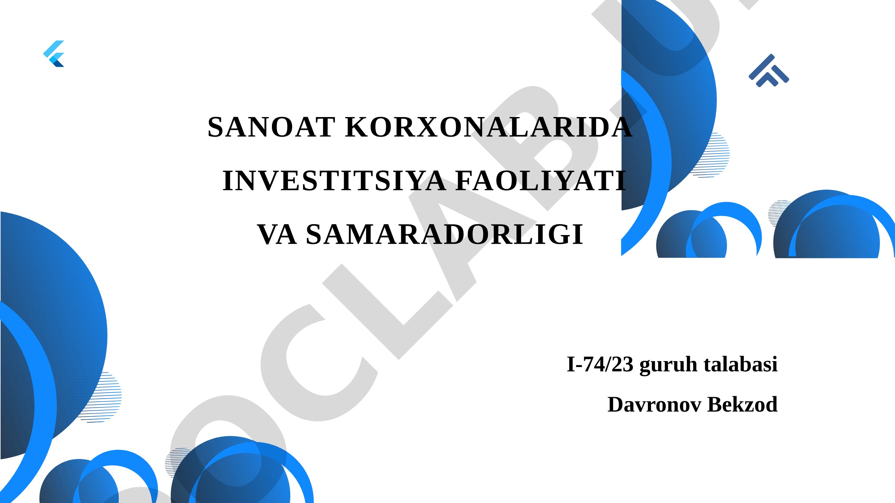 Sanoat korxonalarida investitsiya faoliyati va samaradorligi