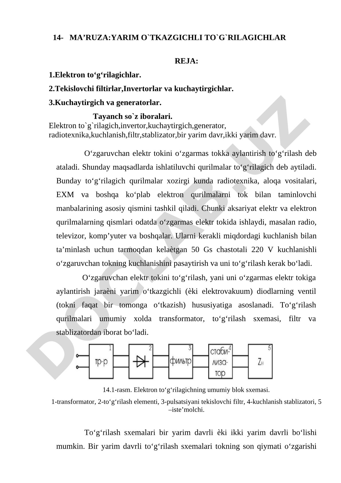 Yarim o'tkazgichli to'g'rilagichlar ma'ruzasi