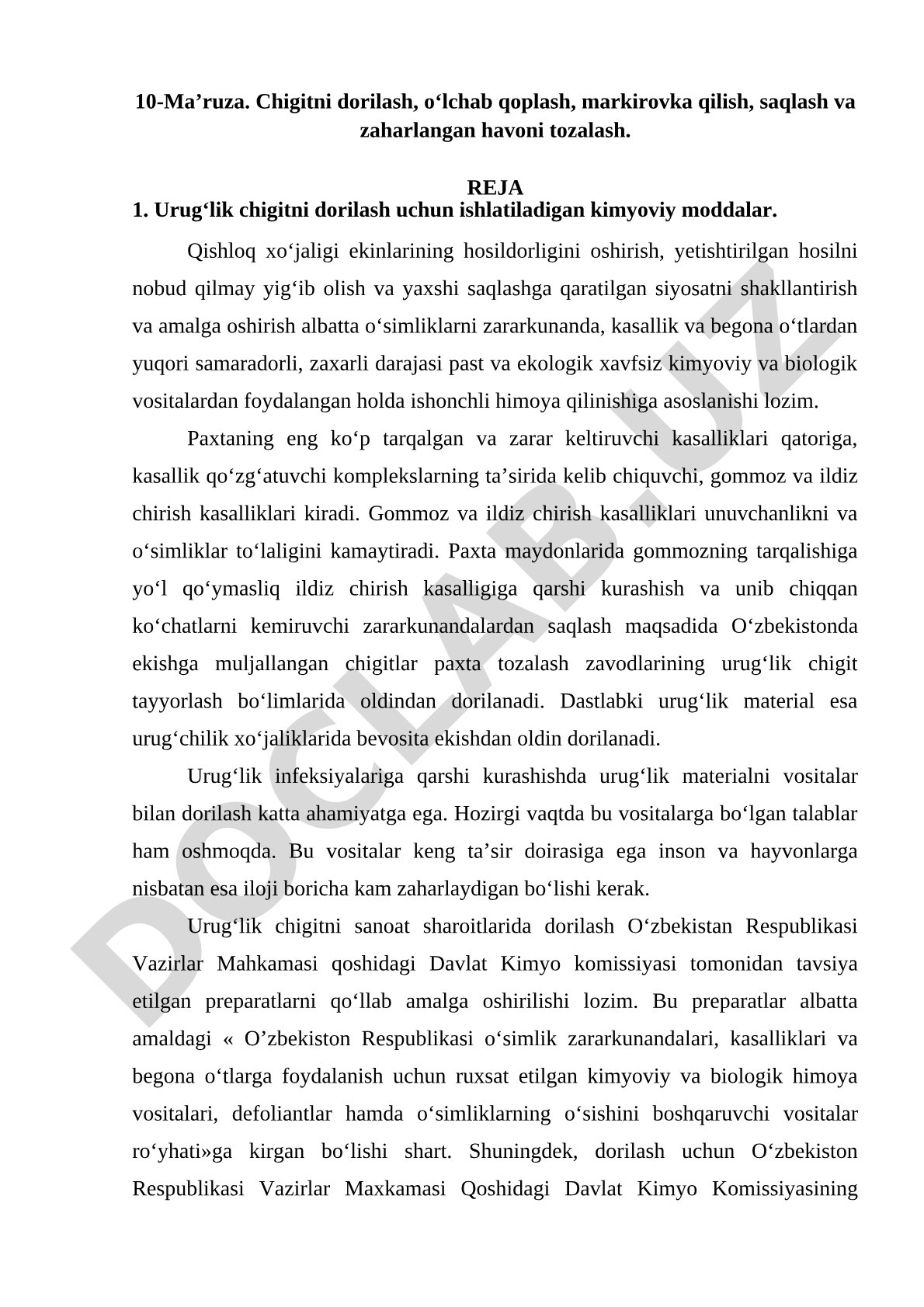 Paxta Kasalliklariga Qarshi Kurash
