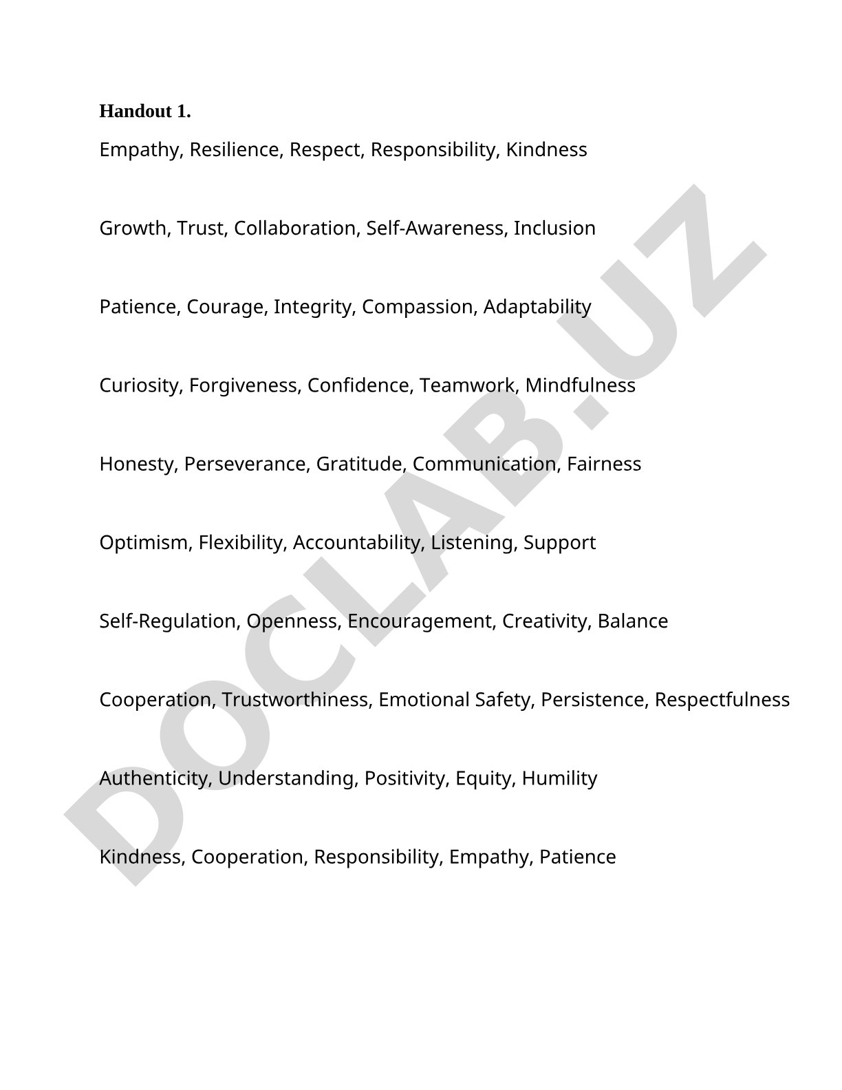 SEL Handouts