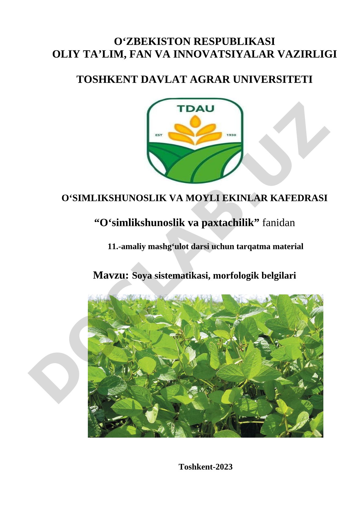 Soya sistematikasi, morfologik belgilari