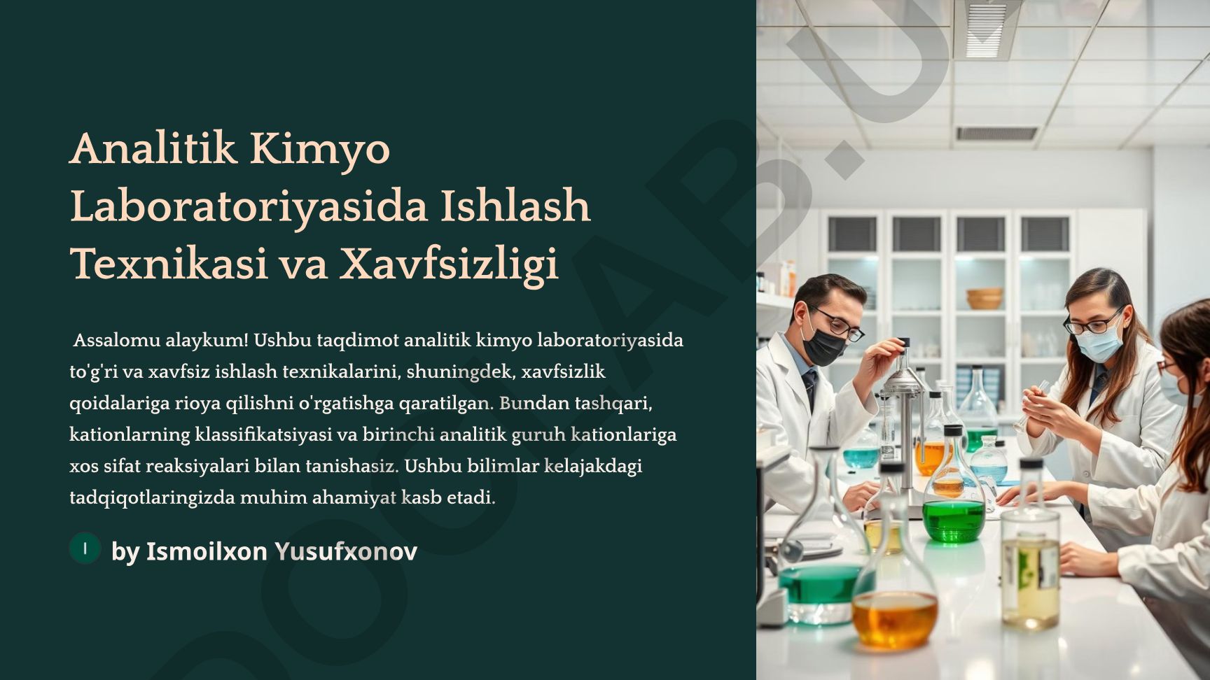 Analitik Kimyo Laboratoriyasida Ishlash Texnikasi va Xavfsizligi