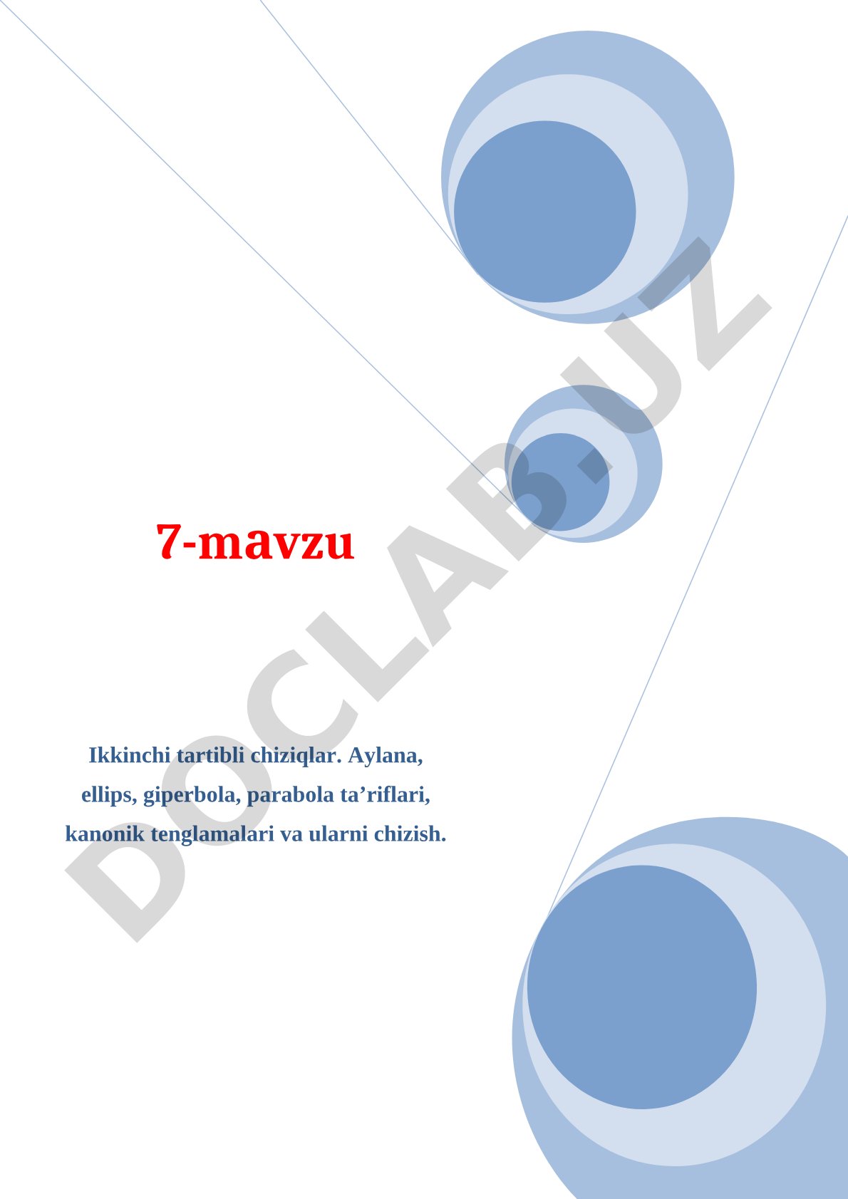 Ikkinchi Tartibli Chiziqlar Ma'ruzasi