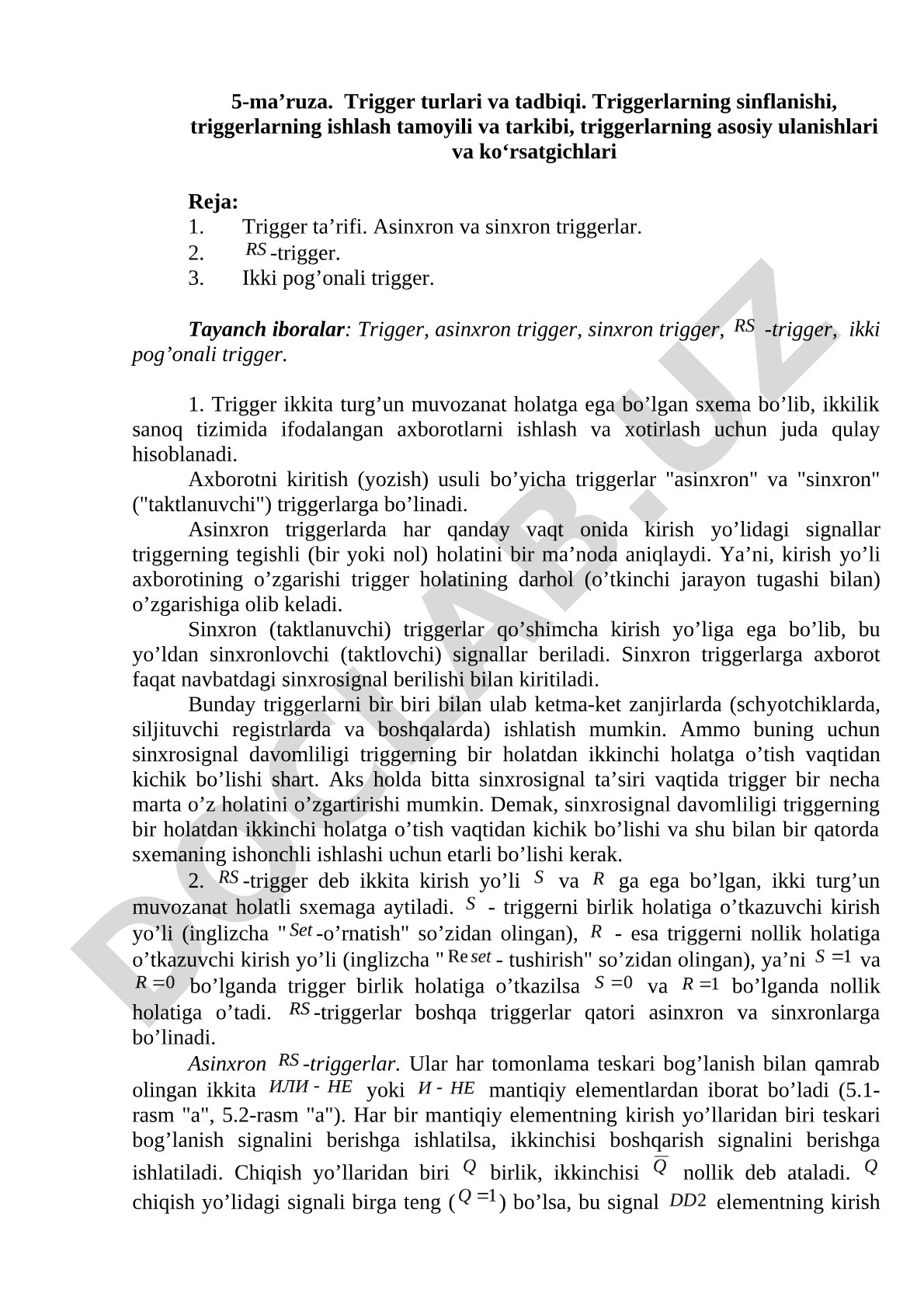 Triggerlar haqida ma'ruza