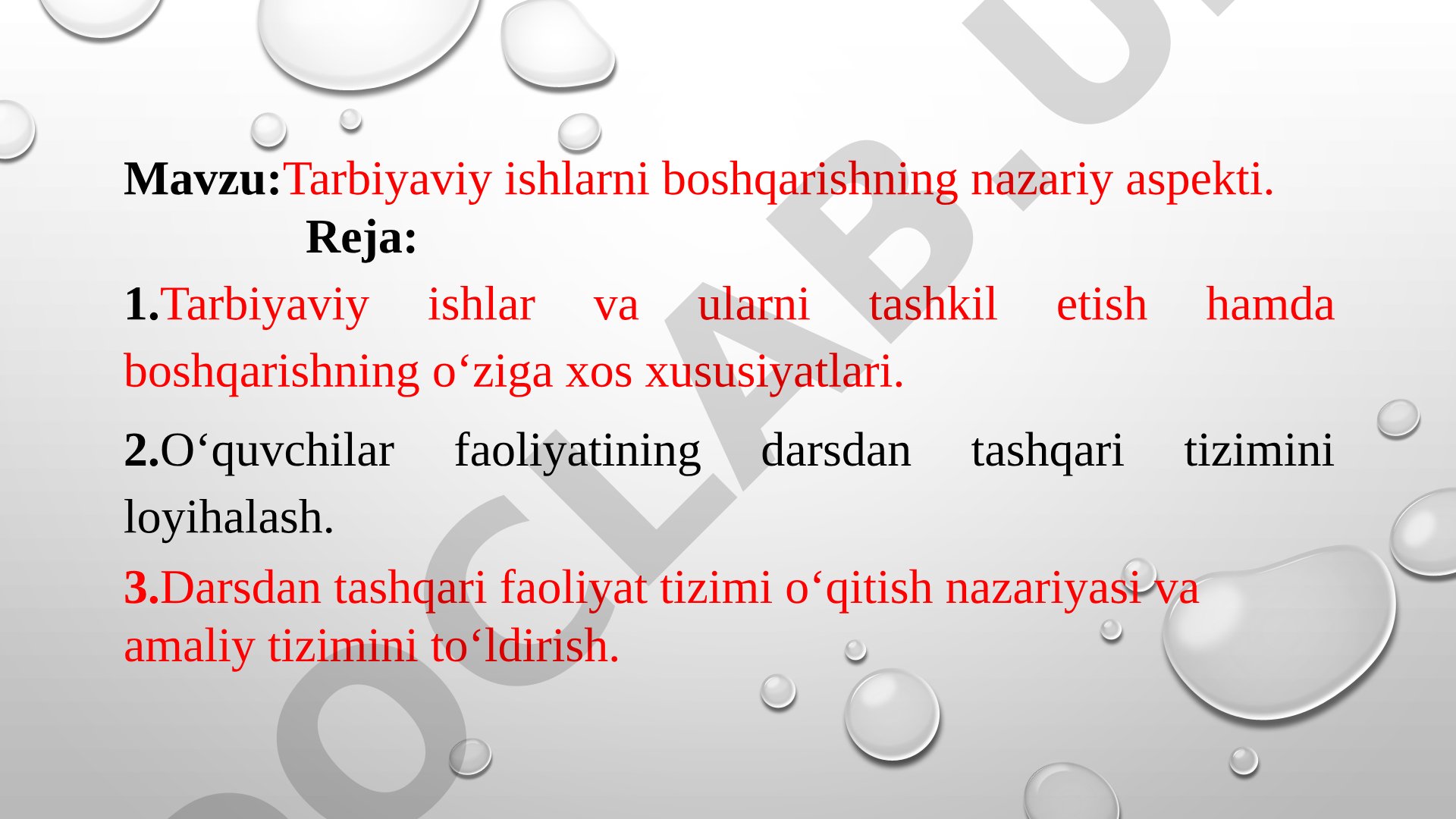 Tarbiyaviy ishlarni boshqarishning nazariy aspekti