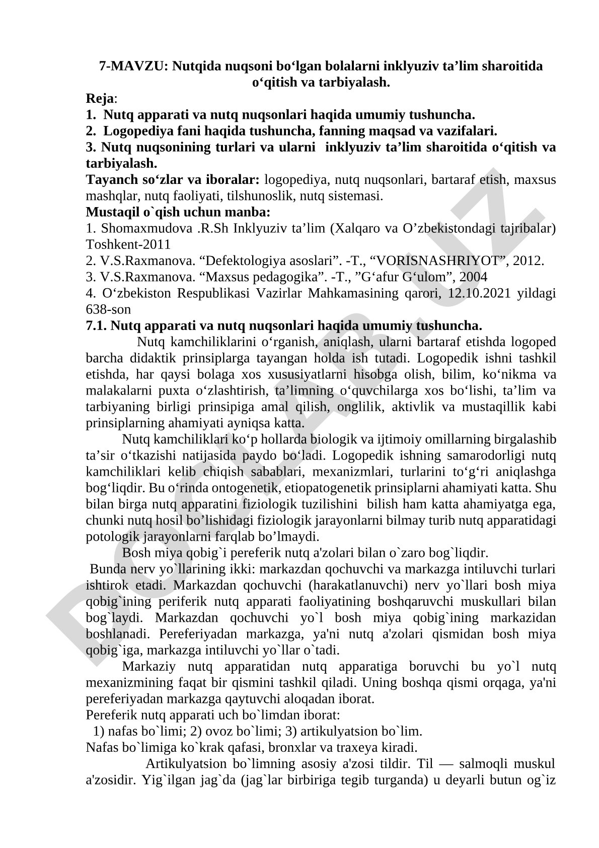 Nutq Nuqsonlari va Inklyuziv Ta'lim