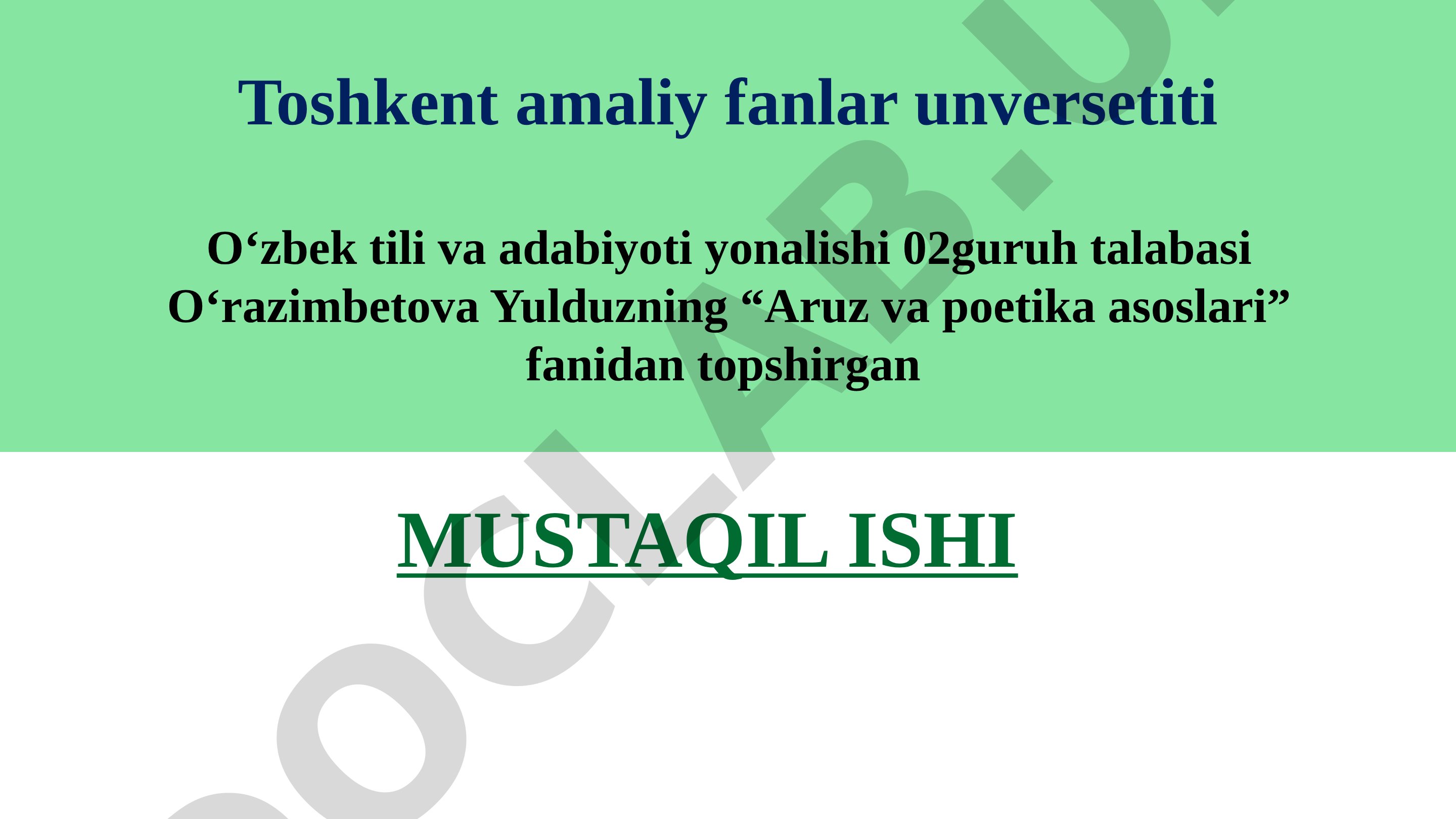 Mujtass bahri vaznlari tahlili (10-sinf Adabiyot darsligi misolida)