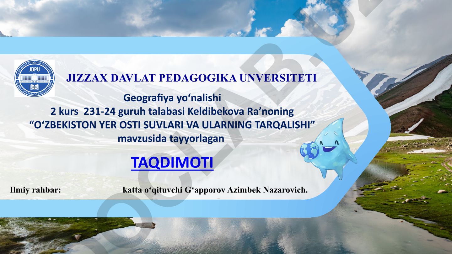 Oʻzbekiston yer osti suvlari va ularning tarqalishi