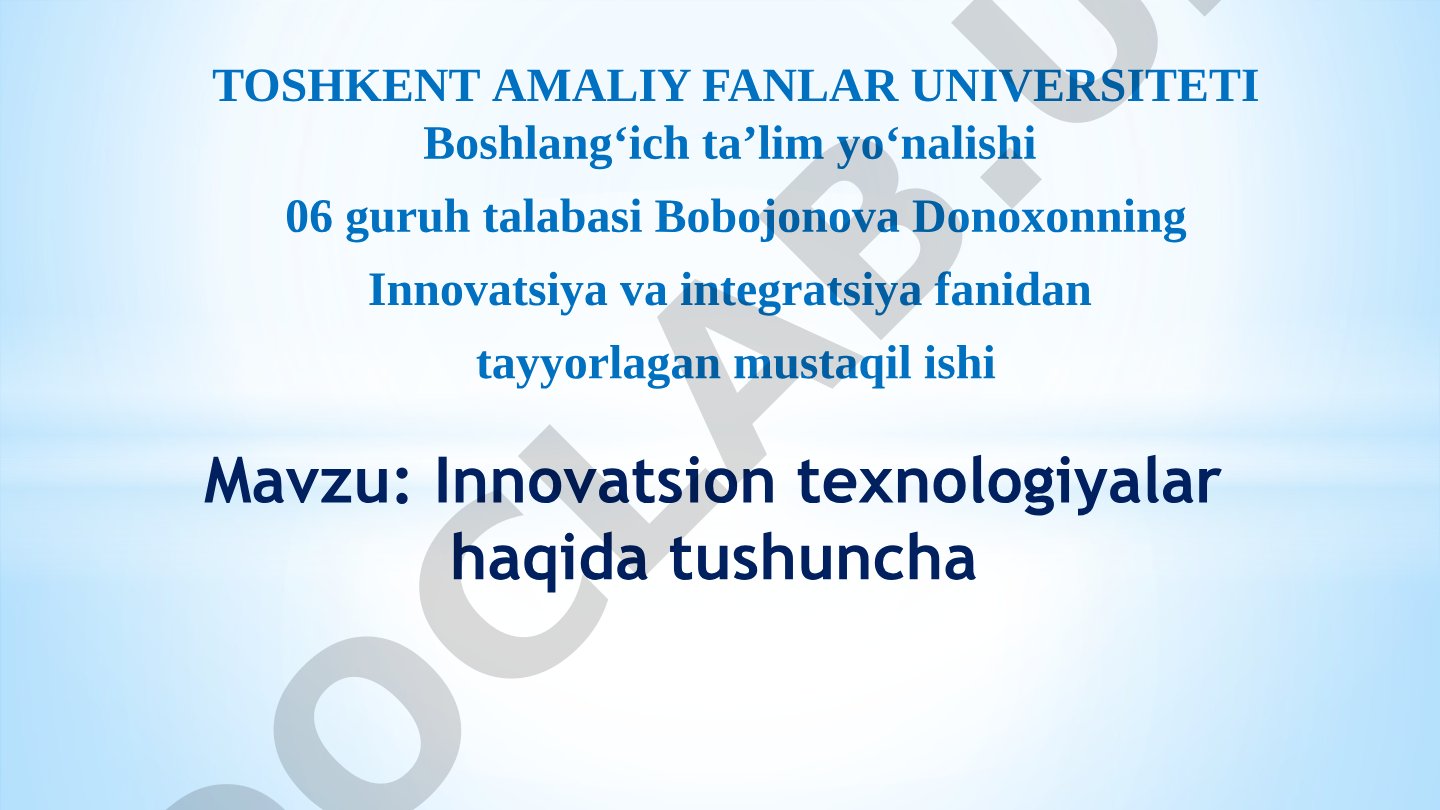 Innovatsion texnologiyalar haqida tushuncha