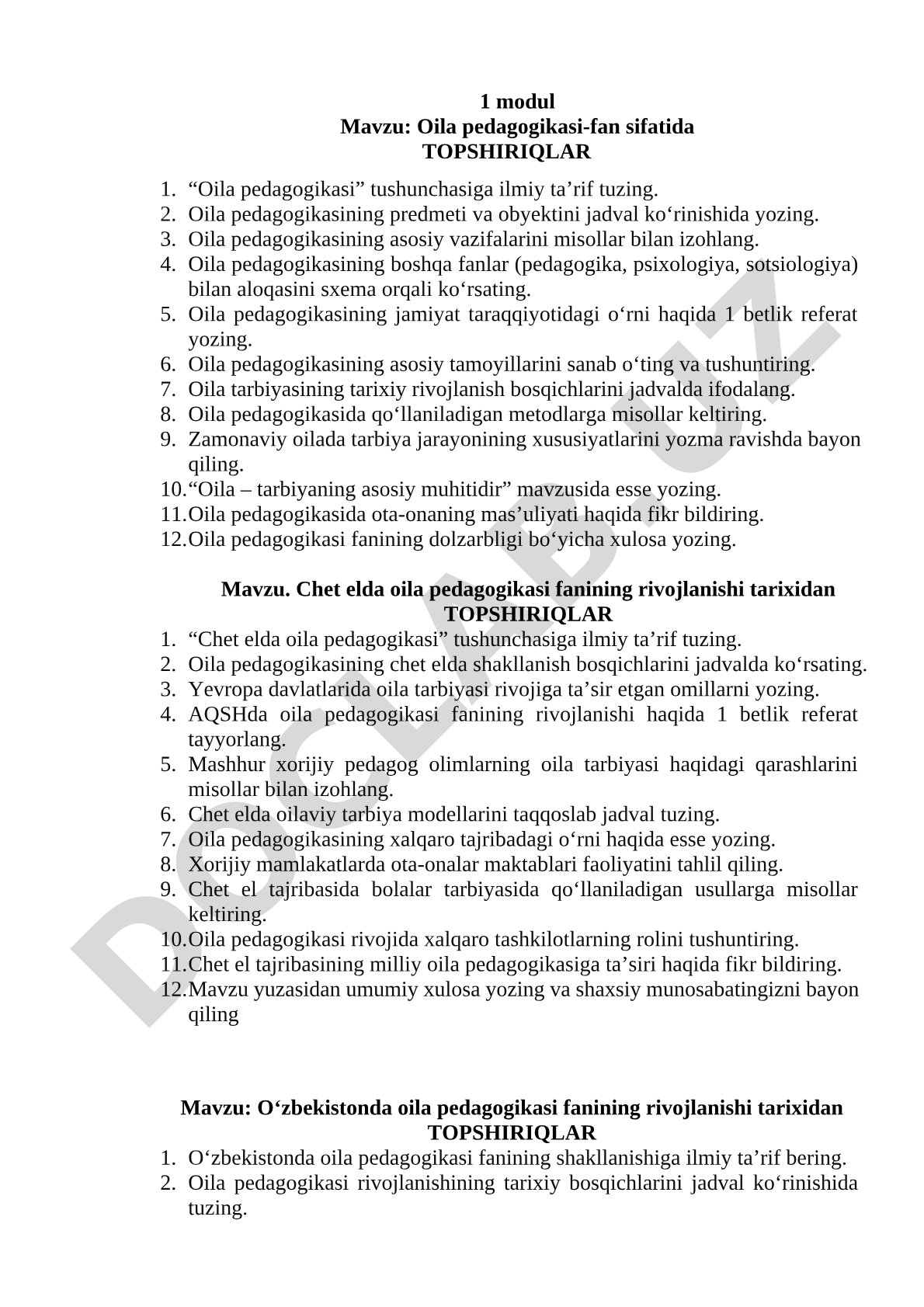 Oila pedagogikasi fan sifatida