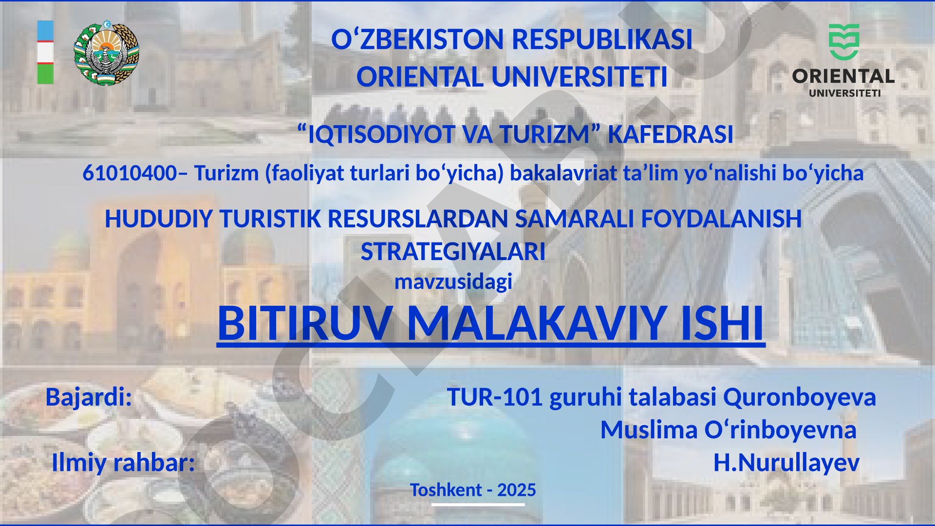 Hududiy Turistik Resurslardan Samarali Foydalanish Strategiyalari