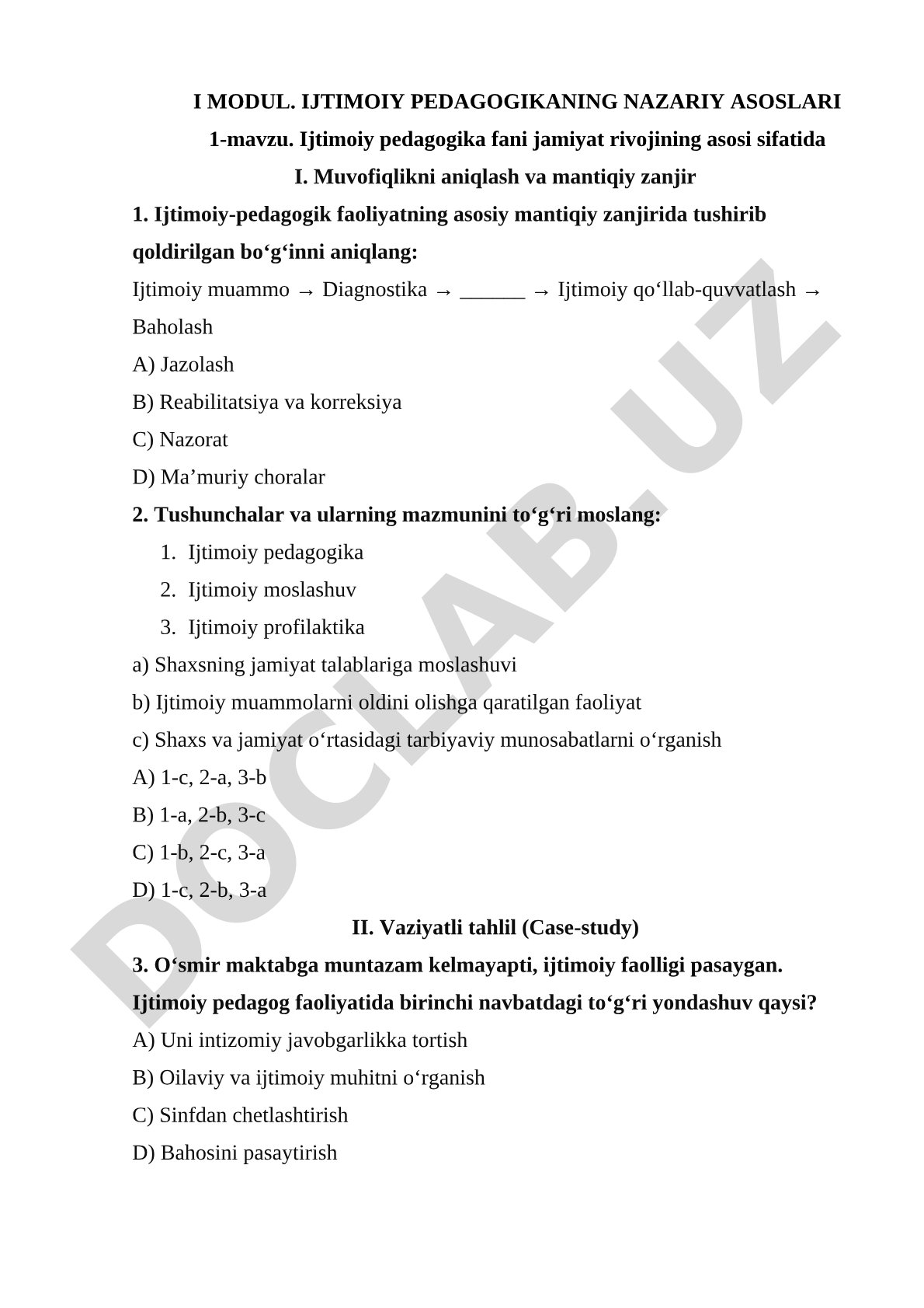 Ijtimoiy pedagogika fanining nazariy asoslari