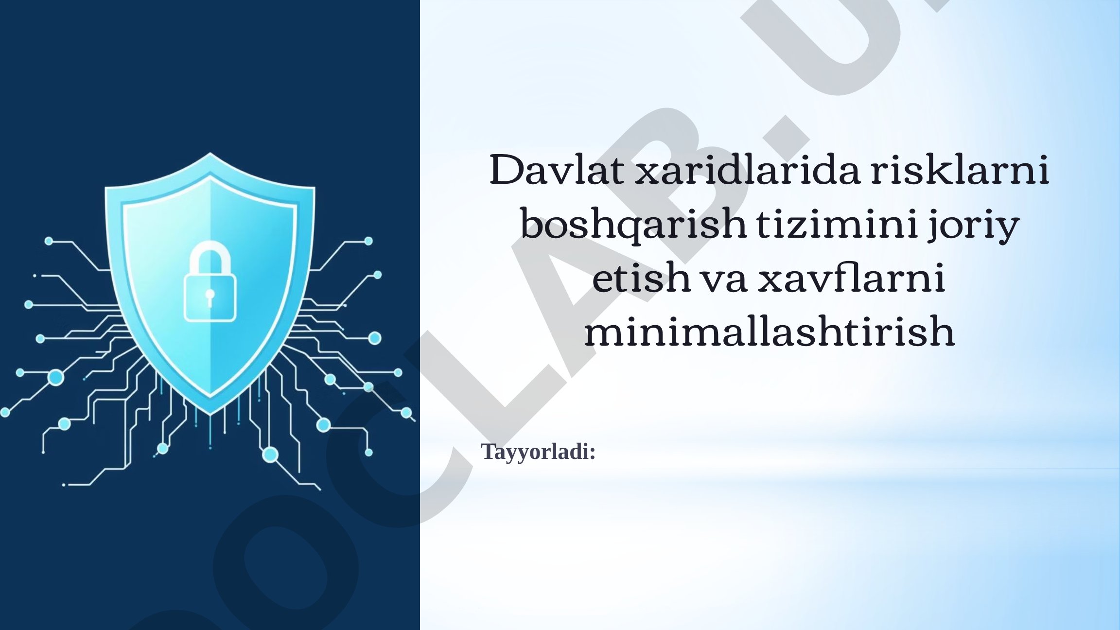 Davlat xaridlarida risklarni boshqarish tizimini joriy etish va xavflarni minimallashtirish