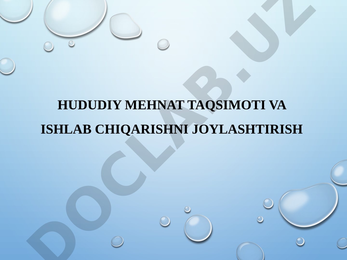 Hududiy mehnat taqsimoti va ishlab chiqarishni joylashtirish