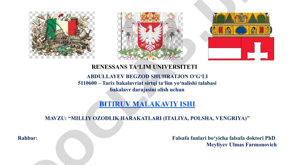 Milliy ozodlik harakatlari (Italiya, Polsha, Vengriya)