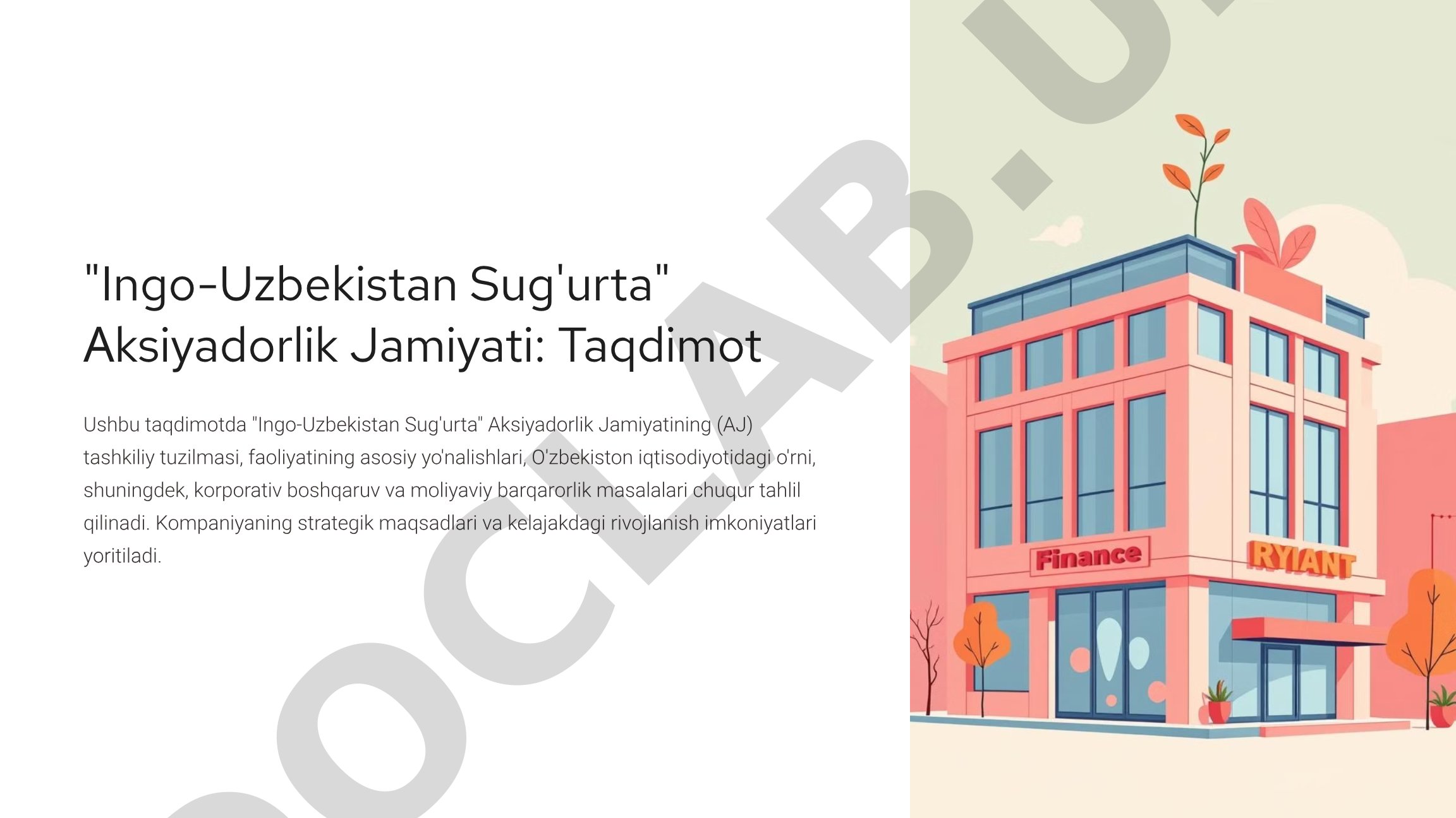 Ingo-Uzbekistan Sug'urta Aksiyadorlik Jamiyati tashkiliy tuzilmasi va faoliyati
