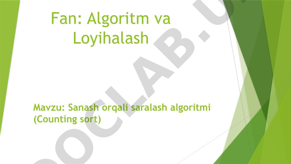 Sanash orqali saralash algoritmi (Counting sort)