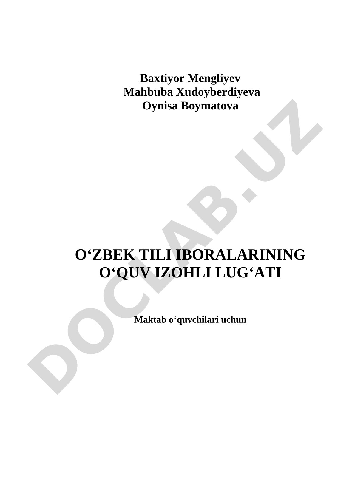 O‘zbek tili iboralarining o‘quv izohli lug‘ati