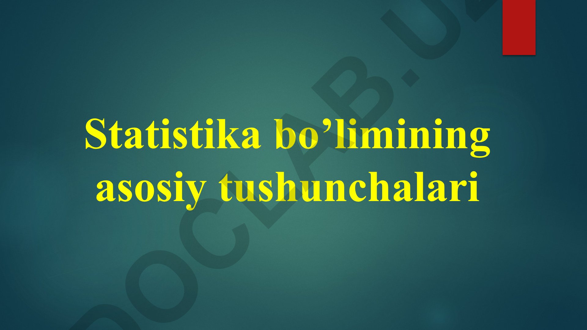 Statistika asoslari va ma'lumotlar tahlili