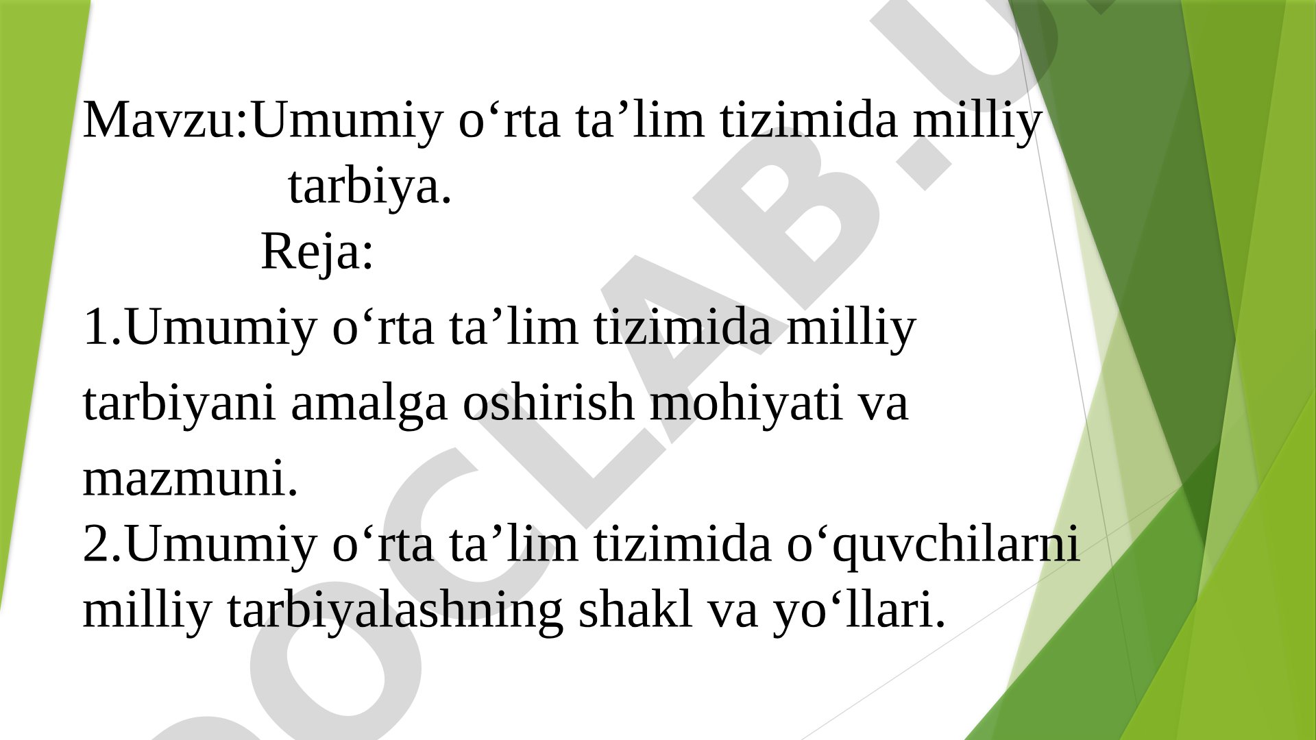 Umumiy o‘rta ta’lim tizimida milliy tarbiya