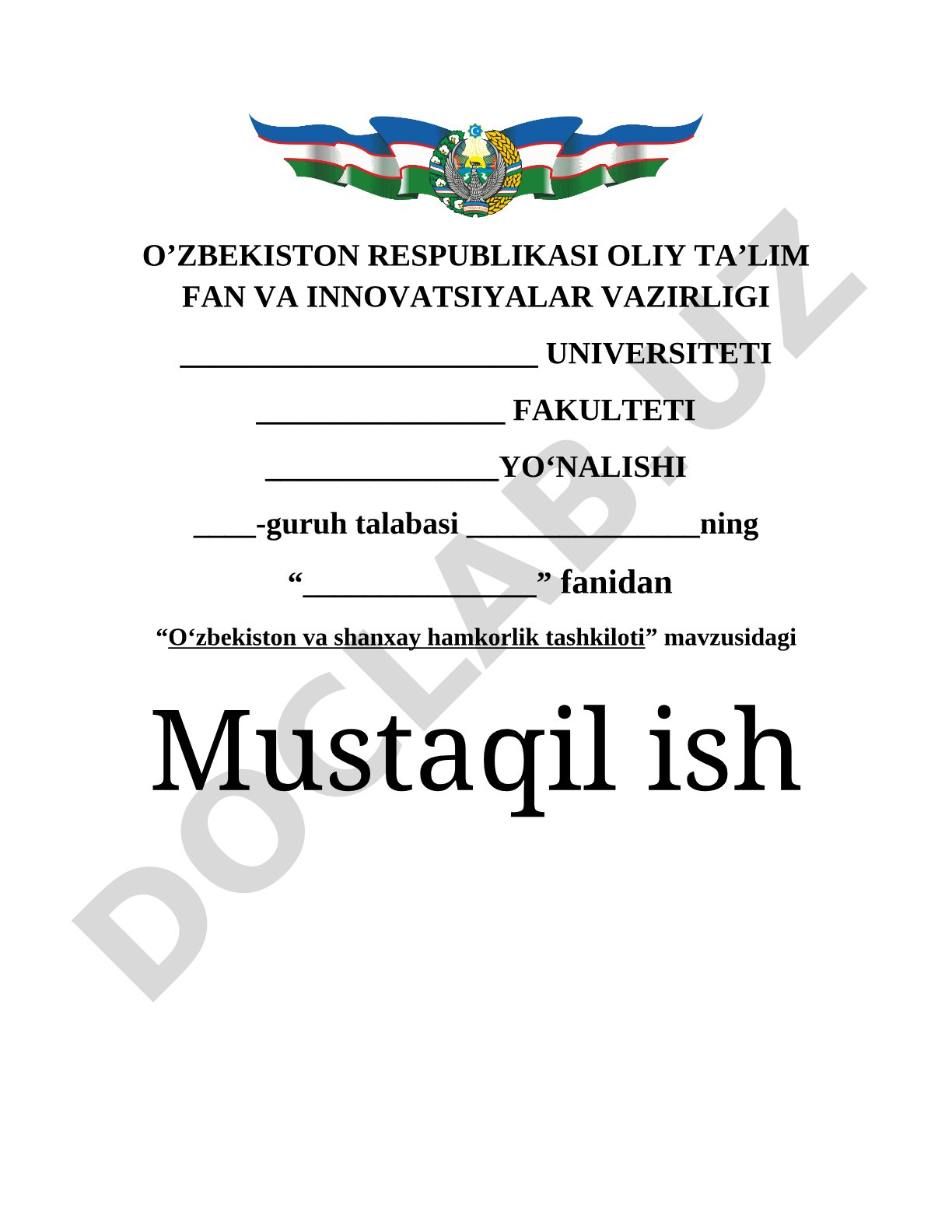 Oʻzbekiston va shanxay hamkorlik tashkiloti