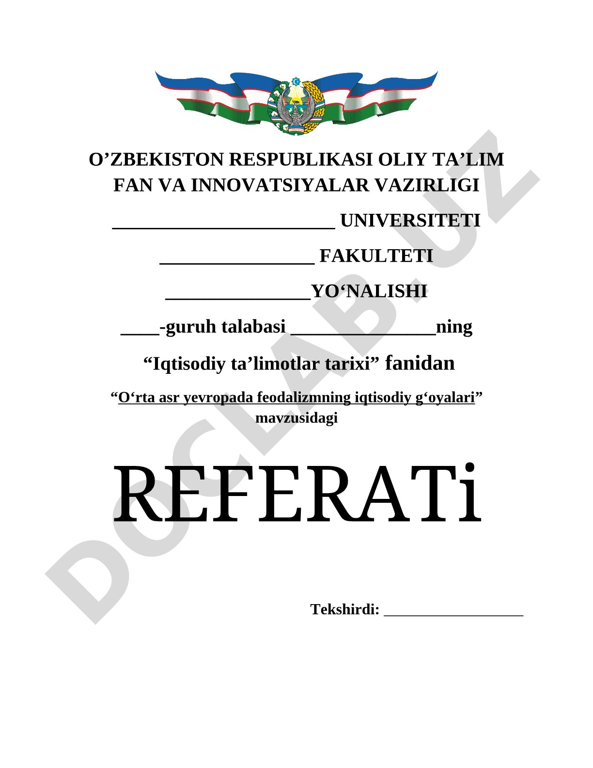 O‘rta asr yevropada feodalizmning iqtisodiy g‘oyalari