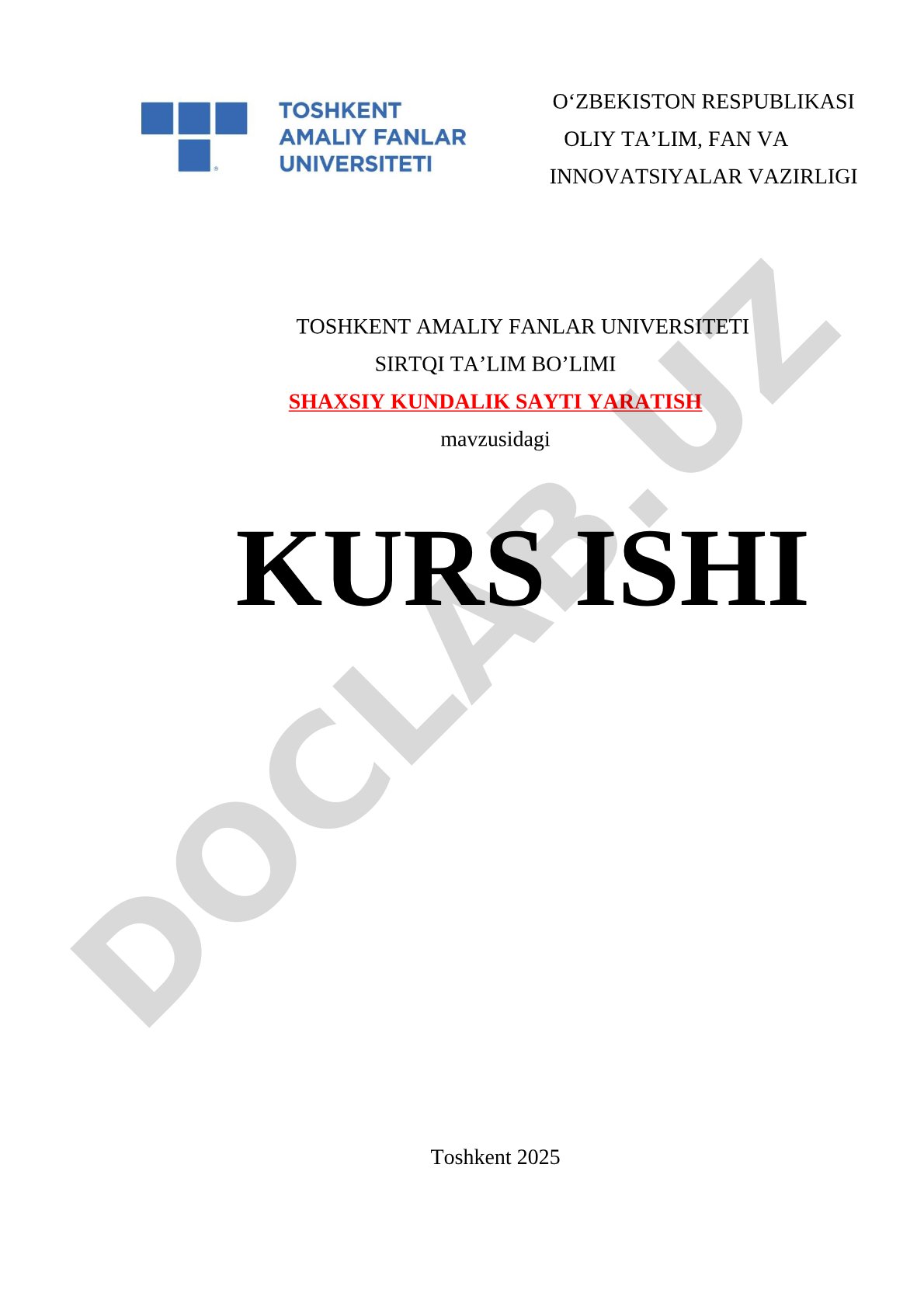 Shaxsiy kundalik sayti yaratish