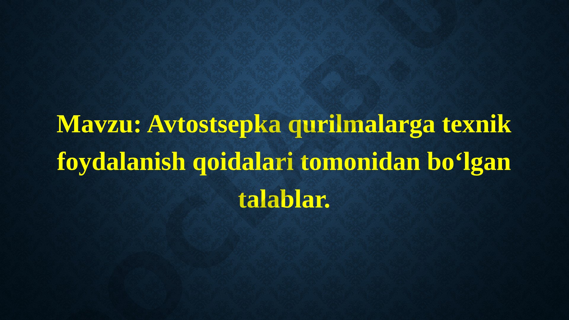 Avtostsepka qurilmalarga texnik foydalanish qoidalari tomonidan boʻlgan talablar