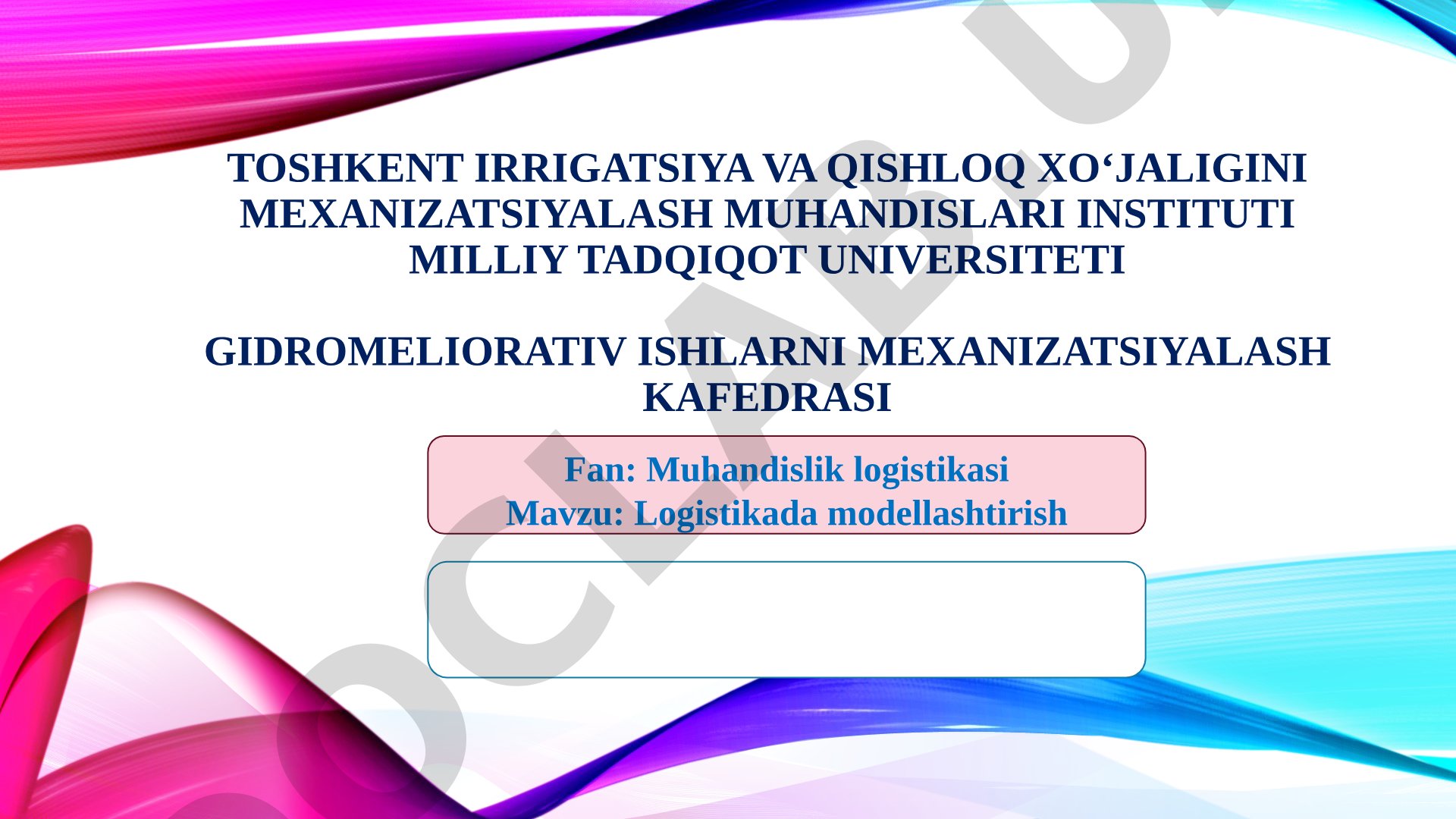 Logistikada modellashtirish