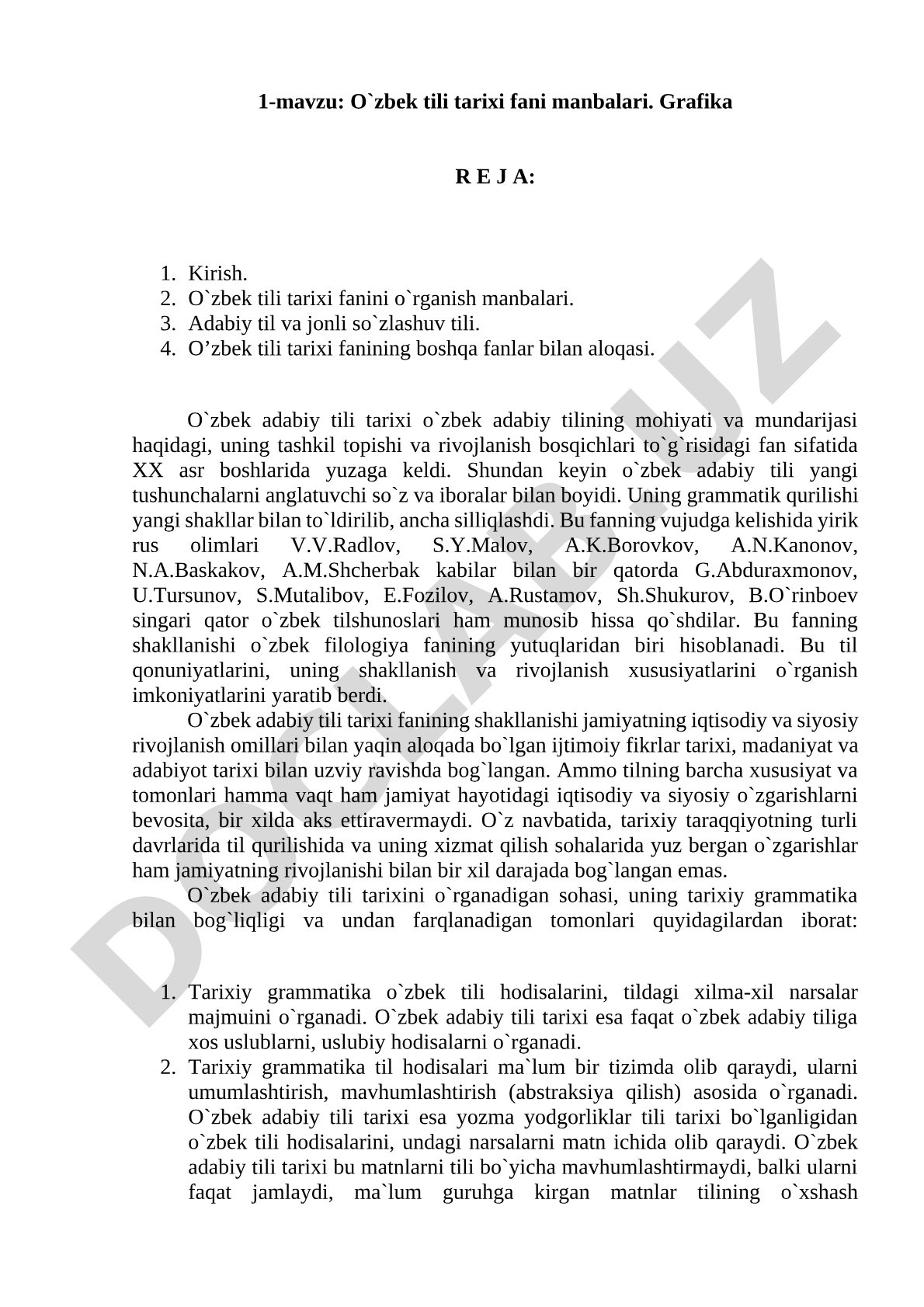 O'zbek tili tarixi fani manbalari