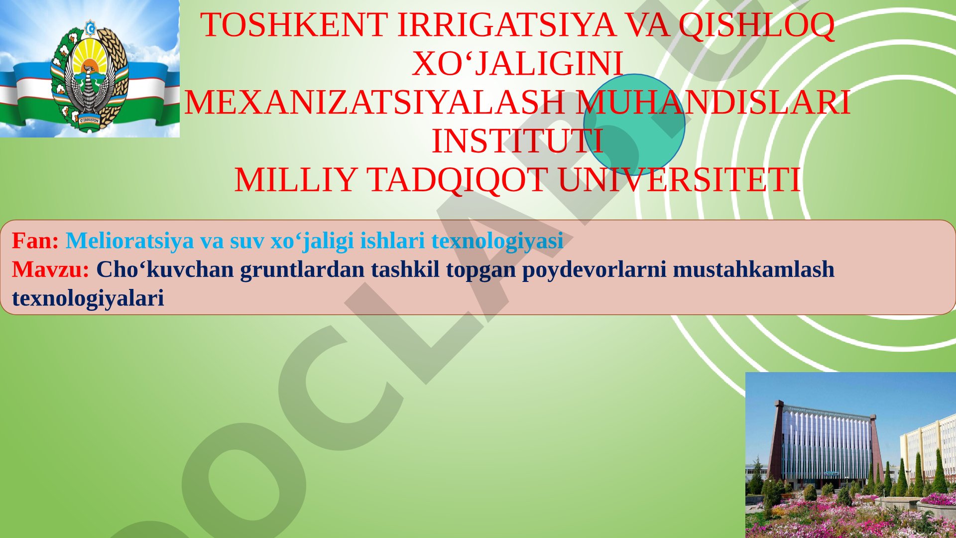 Cho‘kuvchan gruntlardan tashkil topgan poydevorlarni mustahkamlash texnologiyalari