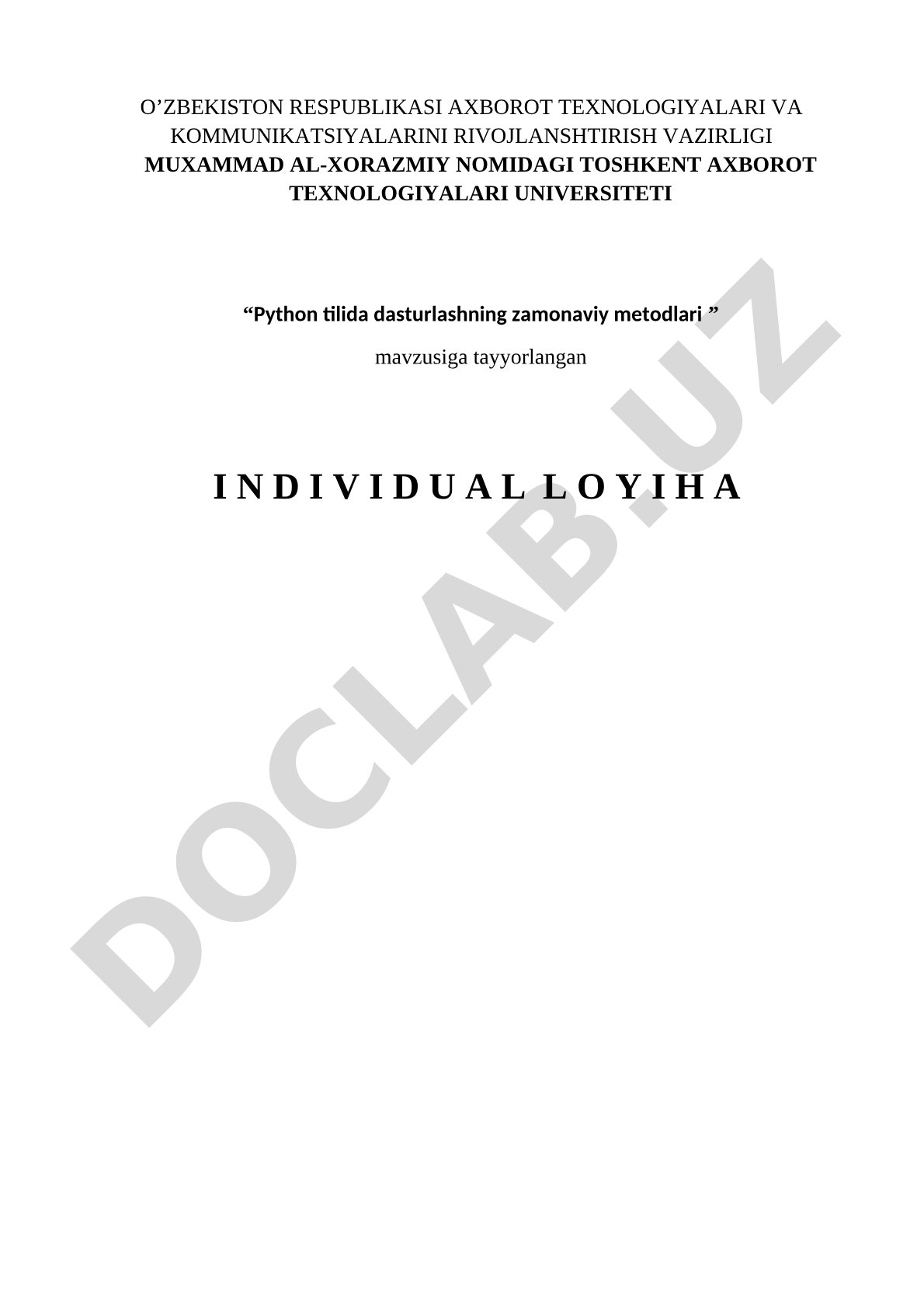 Python tilida dasturlashning zamonaviy metodlari