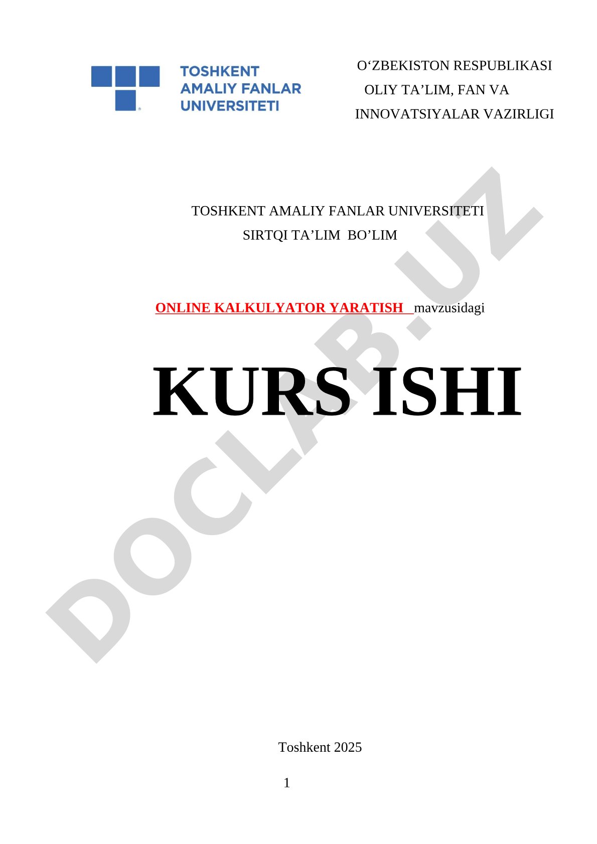 Online kalkulyator yaratish