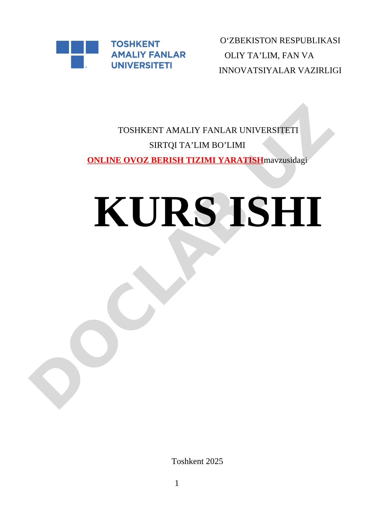 Online ovoz berish tizimi yaratish
