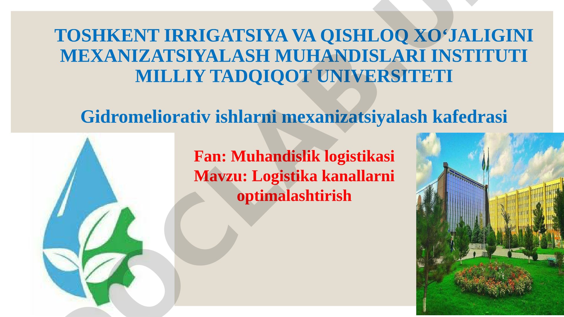 Logistika kanallarni optimalashtirish
