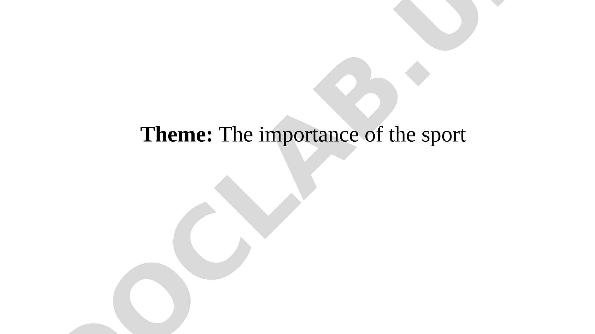 The importance of the sport